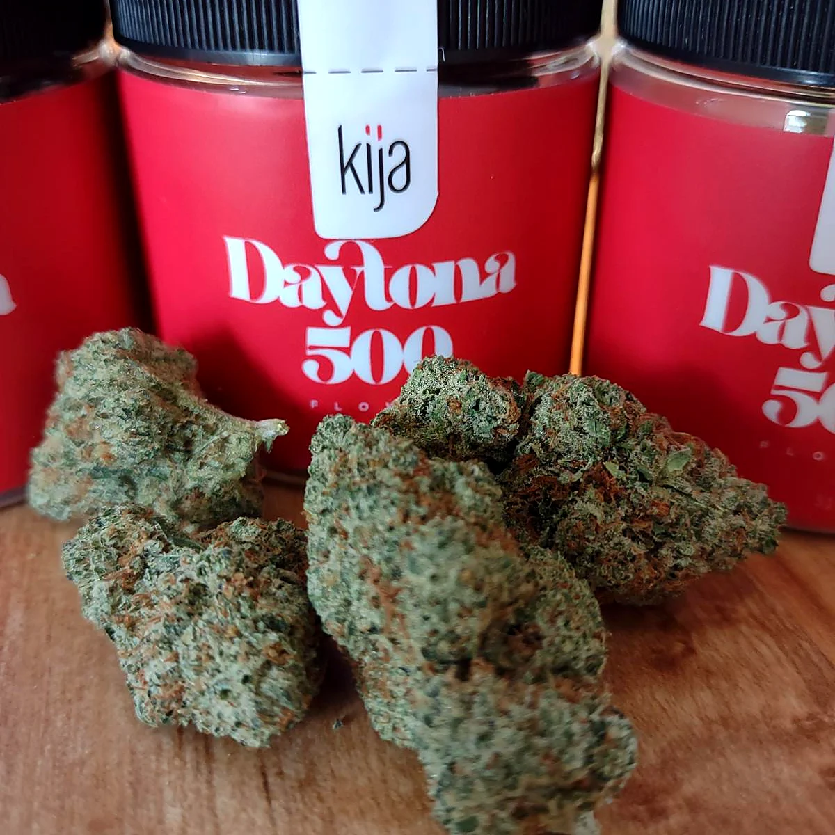 Kija Daytona 500 flower jars with cured buds